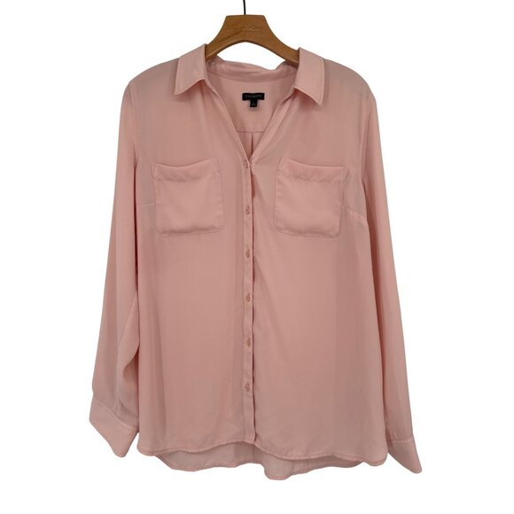 Talbots Womens blush Pink Long roll tab Sleeve  Blouse size large  career - Picture 1 of 4